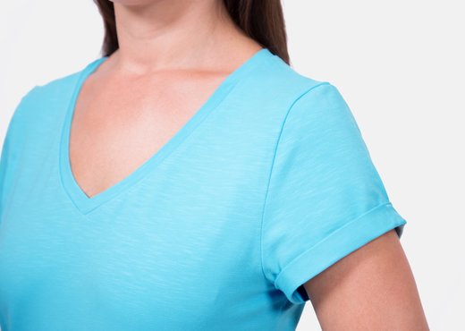 Frauen V-Ausschnitt Langarm T-Shirt Nähen Bluse Pullover Tops Sweatshirt O5O2